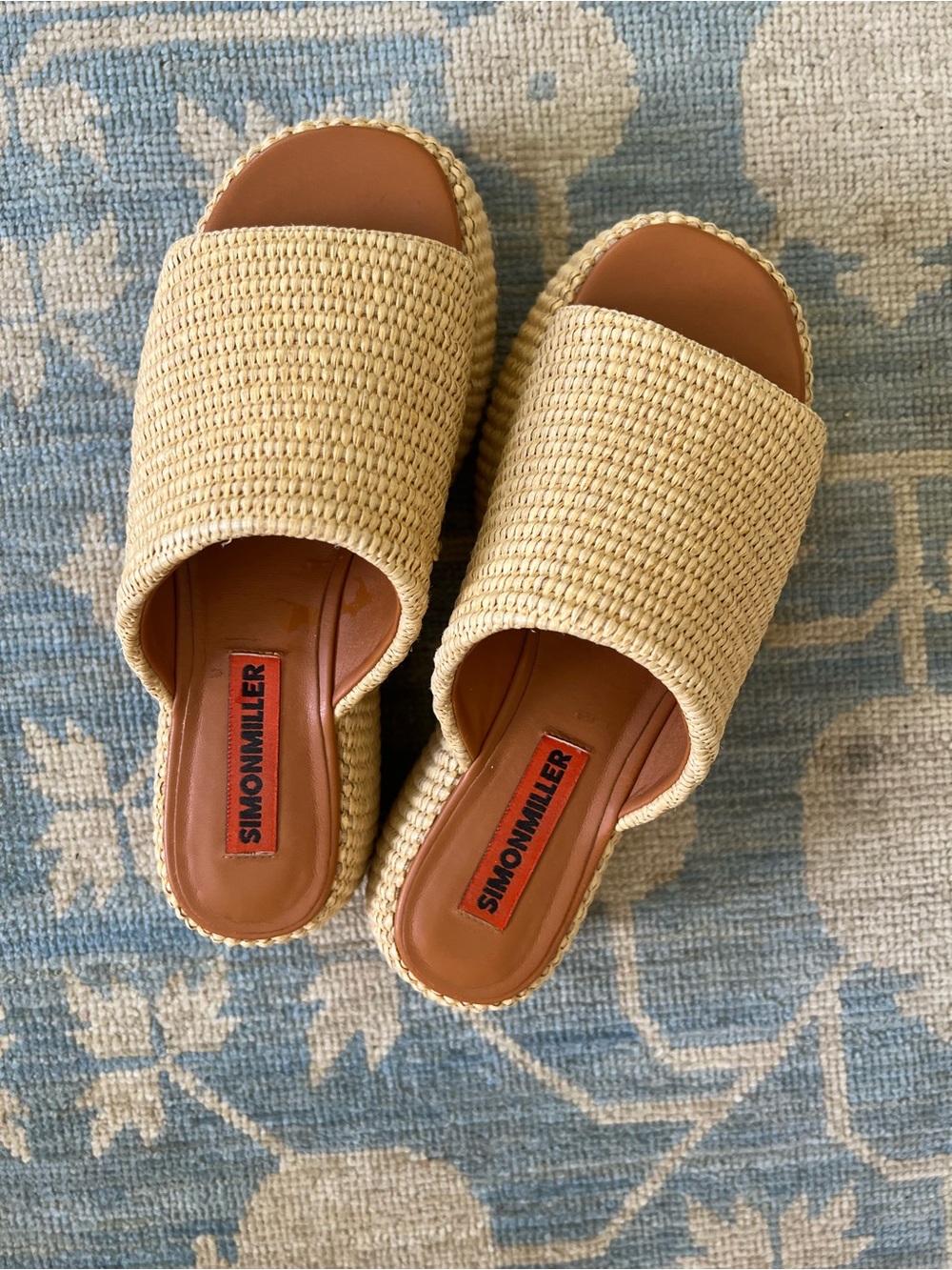 Simon Miller Beige Straw Platform Slide - Picture 2 of 5